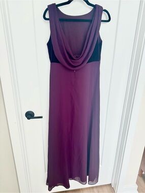 Vintage Rhapsody Burgundy Velvet & Chiffon Maxi Dress 12 | Cowl Back Formal Gown